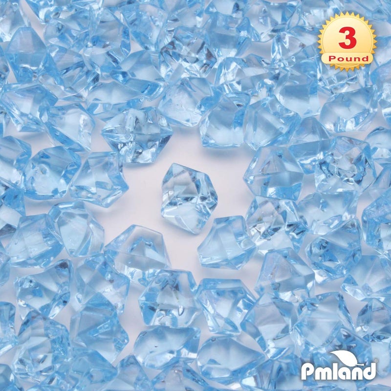 PMLAND Clear Fake Ice Rocks â€“ 550 Pcs Large Light Blue Acrylic Gems Crushed Plastic Diamonds, 3 Lbs / 2.25 Quarts Bulk Vase Filler for Centerpieces Wedding Theme DÃ©cor Aquarium Table Scatter - Image 2